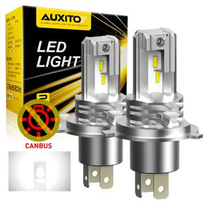 AUXITO H4 9003 LED 하이/로 하이 및 로우 빔, 캔버스 헤드라이트 포함, 아우디 혼다 VW 토요타 H4 용 LED 전구, 오토바이 헤드램프, 1 2 개