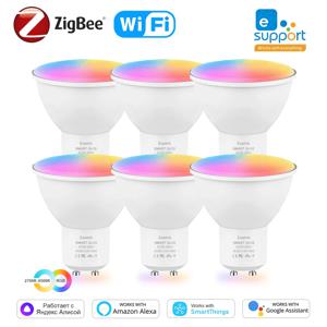 스마트 지그비 GU10 와이파이 스마트 LED 전구, RGB C + W, 5W, 조도 조절 램프, EWelink 앱 제어 스포트라이트 전구, 알렉사 구글과 작동