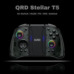 QRD 스텔라 T5 무선 조이패드, Nentindo Switch Lite Oled 홀 이펙트 조이스틱, 8 가지 색상 LED 조명 프로그래밍 가능 터보 및 매크로