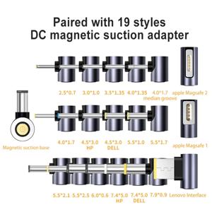 5521 C타입 USB C PD to DC 노트북 전원 어댑터 컨버터, 마그네틱 충전 8p 컨버터 케이블 와이어, Asus HP DELL Lenovo, 100W