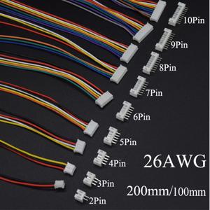 터미널 와이어 케이블 소켓 포함 미니 소형 마이크로 JST, 2.0mm PH2.0 수 암 커넥터, 2 핀, 3 핀, 4 핀, 5 핀, 6 핀, 7 핀, 8 핀, 9/10 핀 플러그, 26AWG, 5 세트