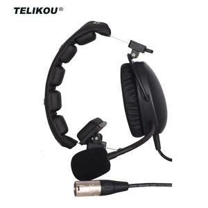 TELIKOU HD-101 XLR 4 핀 암컷 싱글 이어 풀 듀플렉스 유선 인터콤 헤드셋, 다이나믹 마이크 시스템 필름 TV 무대 클리어콤