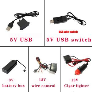 DC 12V 네온 EL 와이어 전원 드라이버 USB 컨트롤러, 1-10m LED EL 와이어 조명 인버터 공급 어댑터, 유연한 네온 와이어 드라이버