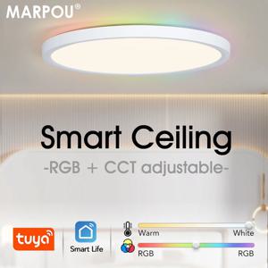 Margou-TUYA 모던 RGB 앱 음성 제어 Led 천장 조명, 알렉사 구글 스마트 램프, 침실