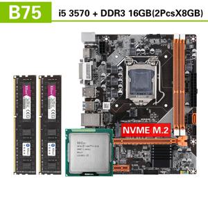 Kllisre B75 키트 마더보드 세트, 코어 I5 3570 2X8GB = 16GB 1600MHz DDR3 데스크탑 메모리 NVME M.2 USB3.0 SATA3