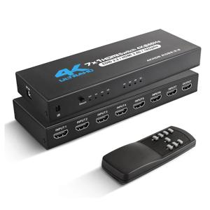 HDMI 2.0 스위치 리모컨, PS5 Xbox 시리즈 X NS 스위치 PC용, 4K HDTV, HDR HDMI 2.0 스위치, 7 in 1 out, 4K 60Hz, 5X1, 4X1