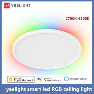 Yeelight 스마트 LED RGB 천장 조명, 와이파이 24W, 밝기 조절 2700K-6500K, 초박형 스마트 음성 제어, 앱 홈키트, 미 홈으로 작동