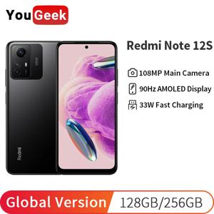 글로벌 버전 샤오미 Redmi Note 12S 휴대폰 108MP 메인카메라 90Hz AMOLED 디스플레이 5000mAh 33W 고속충전 MTK Helio G96