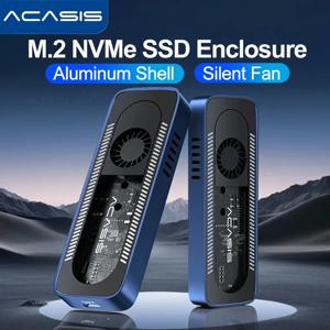 ACASIS 내장 냉각 선풍기, M.2 NVME SSD 인클로저 케이스, C타입 M2 PCIE NVME SSD 박스, 2230 2242 2260 2280, 10Gbps