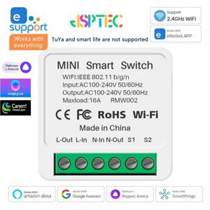 와이파이 스마트 스위치 스마트 홈 조명 스위치 모듈, 투야 스마트 라이프 알렉사 구글 홈 스위치와 호환, 양방향 제어, 16A