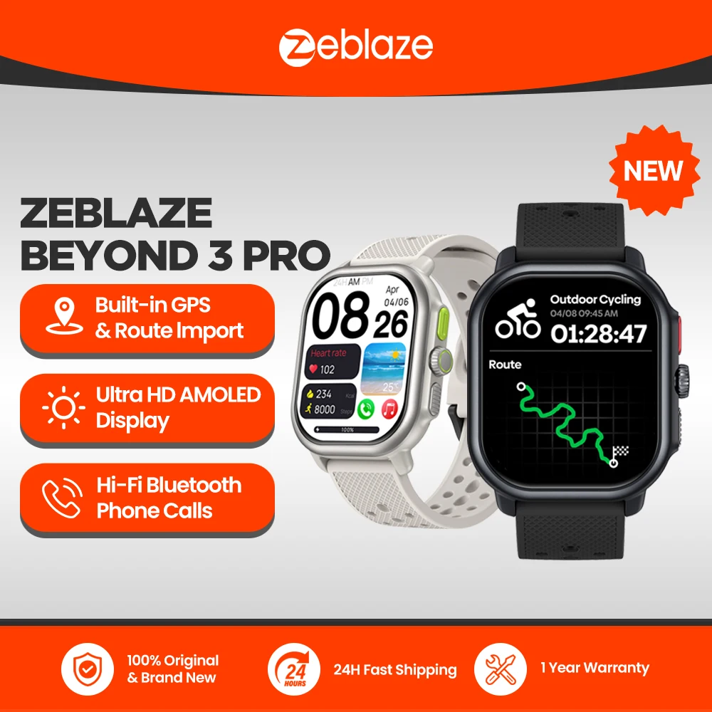 Zeblaze Beyond 3 Pro GPS 스마트 워치, 내장 GPS 및 경로 수입품, AMOLED 디스플레이, 전화 통화 및 수신 스마트워치, 2.15 인치, 신제품