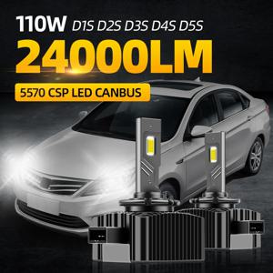 Roadsun 자동차 크세논 전구 교체, LED 헤드라이트 전구, Canbus 2400LM, 110W, D3S, D2S, D4S, D5S, 12V, 6000K, CSP 칩, D1S