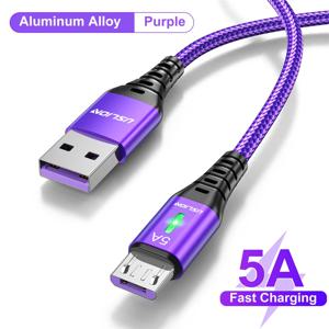 USLION-5A 마이크로 USB 케이블, 빠른 충전 휴대폰 마이크로 USB 와이어 코드 샤오미 안드로이드 LED 조명 데이터 케이블