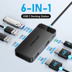 Lemorele USB C 허브 듀얼 HDMI 도킹 스테이션, 맥북 아이패드 M2 M1 스팀 데크용, USB 3.0, PD 100W, C타입 포트, TC122, 4K