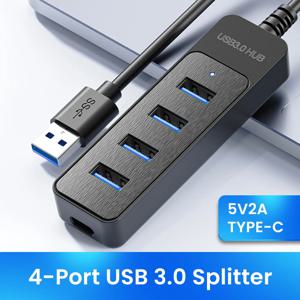 USB 3.0 전원 어댑터, 멀티 USB 스플리터 허브, USB 허브 2.0, C 타입 허브, 다중 확장기, 컴퓨터 액세서리용 고속, 4 포트