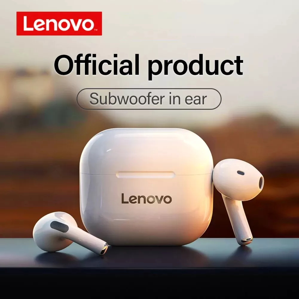 Lenovo-오리지널 lp40 블루투스 이어폰, 5.0 몰입형 사운드, 하이파이 TWS, 마이크 포함, 터치 컨트롤, 긴 대기 시간 모션