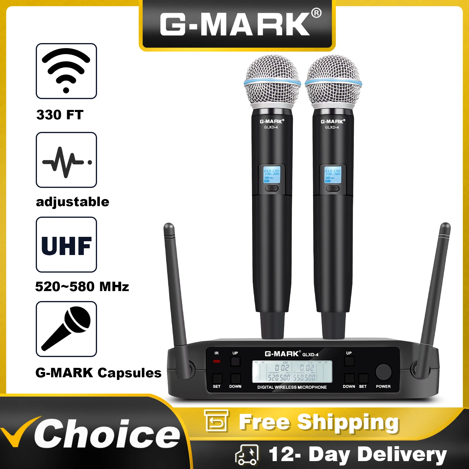 무선 마이크 G-MARK GLXD4 전문 UHF 시스템 핸드헬드 마이크 및 바디팩 마이크, 무대 연설 쇼 홈 파티 교회