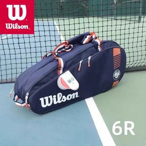 Wilson Roland Garros-Tour Team 3/6 PK 디자인 테니스 가방, 경량 테니스 라켓 가방, 네이비, 신발 가방