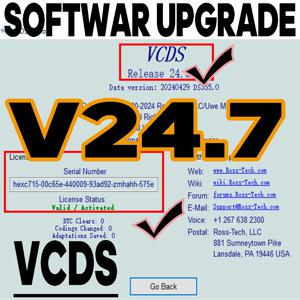 업데이트 소프트웨어 VCDS -2024 VAG COM OBD2 스캐너 VAG HEX V2 USB 인터페이스, 폭스바겐 아우디 스코다 좌석 무제한 VINs 다국어