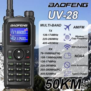 BAOFENG 휴대용 UV-28 워키토키, 멀티 밴드 999CH 무선 복사 주파수, 장거리 C 타입 Am FM 양방향 햄 라디오, 2024 신제품