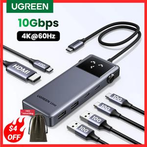 UGREEN Uno USB C 허브, 노트북용 분배기 어댑터, 맥북 프로 에어, USB 확장기, 도킹 스테이션, 6 인 1, 4K60Hz, PD100W, 10Gbps, USB3.2