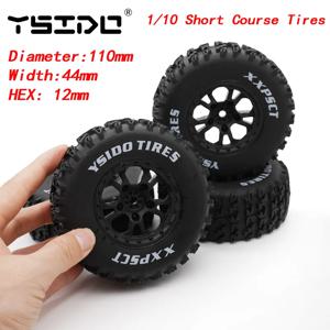 YSIDO 1/10 쇼트 코스 트럭 타이어 휠, 슬래시 Arrma Senton HuanQi 727 Vkar 10sc Hpi Rc 자동차용, 12mm 육각 타이어 휠, 110mm, 4 개