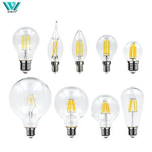 LED 레트로 에디슨 전구, E14, E27, AC 220V, 2W, 4W, 6W, 8W, 빈티지 유리 램프, C35, G45, A60, ST64, G80, G95, G125, LED 필라멘트 조명, 홈 데코