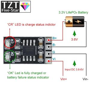 TZT 전용 배터리 충전기 모듈, 과전압 보호 기능, 자동 충전, 저전력, 3.2V LiFePO4, 3.6V 1A CV/ CC