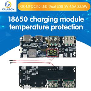 LED 듀얼 USB 18650 충전 모듈, 온도 및 회로 보호, 마이크로/C 타입 USB 모바일 파워 뱅크, QC4.0, QC3.0, 5V, 4.5A, 22.5W