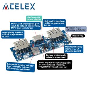 마이크로/타입-C USB 5V 2.4A 듀얼 USB 18650 부스트 배터리 충전기 보드 휴대 보조베터리 액세서리 전화 DIY