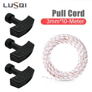 LUSQI 리코일 스타터 로프, 10 미터, 3mm 풀 코드, 0, 1, 2, 3pc 스타터 핸들 포함, 잔디 깎는 기계 체인톱 트리머 엣지 엔진 부품