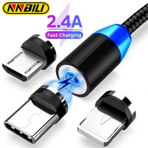 2.4A LED 마그네틱 USB 케이블, 아이폰 14, 13, 샤오미 삼성용 c타입 케이블, 고속 충전 데이터 충전 마이크로 USB 케이블 코드 와이어