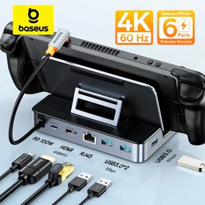 Baseus USB C 도킹 스테이션, 스팀 데크 닌텐도 스위치, C타입-HDMI 호환, 4K @ 60Hz RJ45 PD 100W USB 3.0 허브