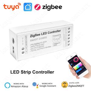 Tuya Zigbee RGB LED 스트립 컨트롤러, 단일 색상 RGB RGBW RGB + CCT LED 테이프, 음성 앱 제어, 12V LED 조명 컨트롤러, 알렉사