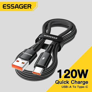 Essager USB C타입 초고속 충전 케이블, 샤오미 12 프로 레드미 K50 노트 11 프로 블랙 샤크 5 프로용, 120W, 67W, 6A