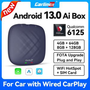 2024 새로운 CarlinKit CarPlay Ai Box Qualcomm QCM6125 SM6225 8 코어 CPU 안드로이드 13 무선 Carplay 안드로이드 자동 GPS 4G LTE 유선 CarPlay 자동차