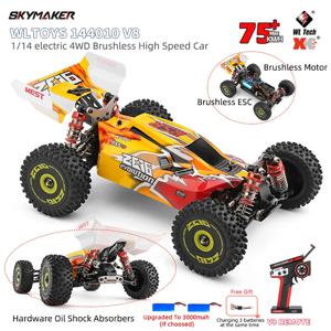 WLtoys 144010 V8 RC 자동차 브러시리스 1:14, 고속 금속 4WD 드라이브, 오프로드 2.4G 송신기, 1/14 RC 레이싱 카, VS 144010, 75 km/h