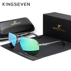 KINGSEVEN 알루미늄 마그네슘 편광 무테 렌즈 선글라스 남성용, 고화질 레트로 여성 안경