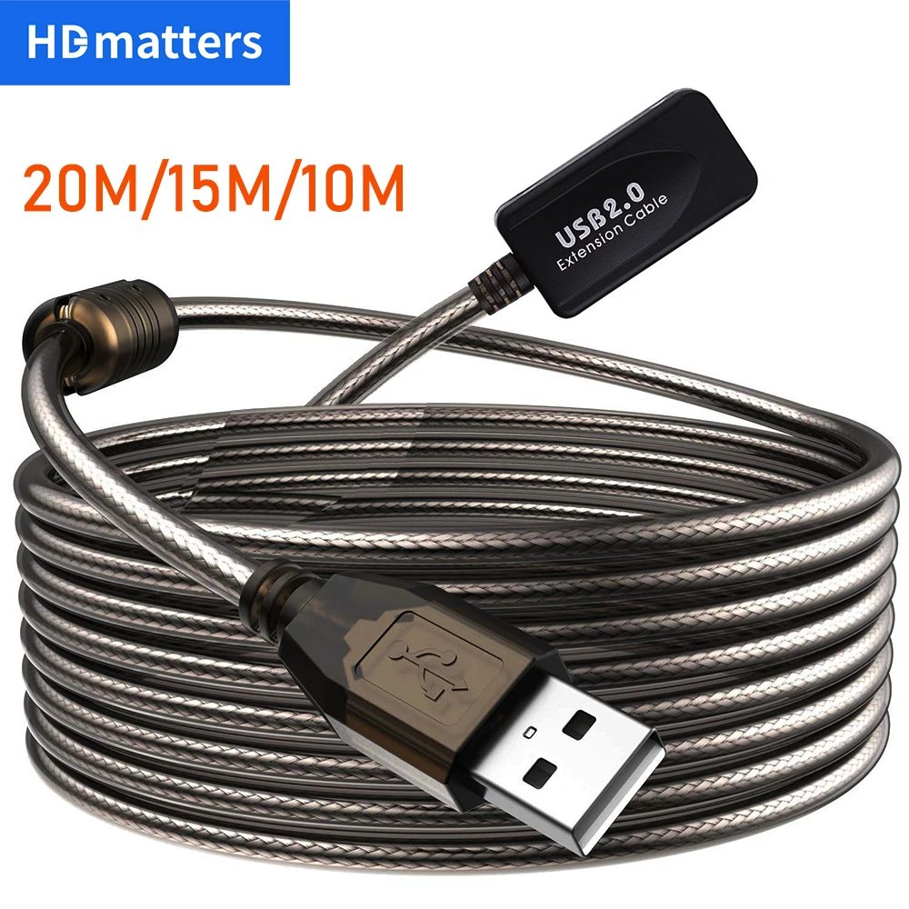 액티브 USB 2.0 연장 케이블, USB 2.0 확장기, USB 리피터 연장 코드, 부스터 USB 수-암, 20M, 15M, 3M, 5M, 10M