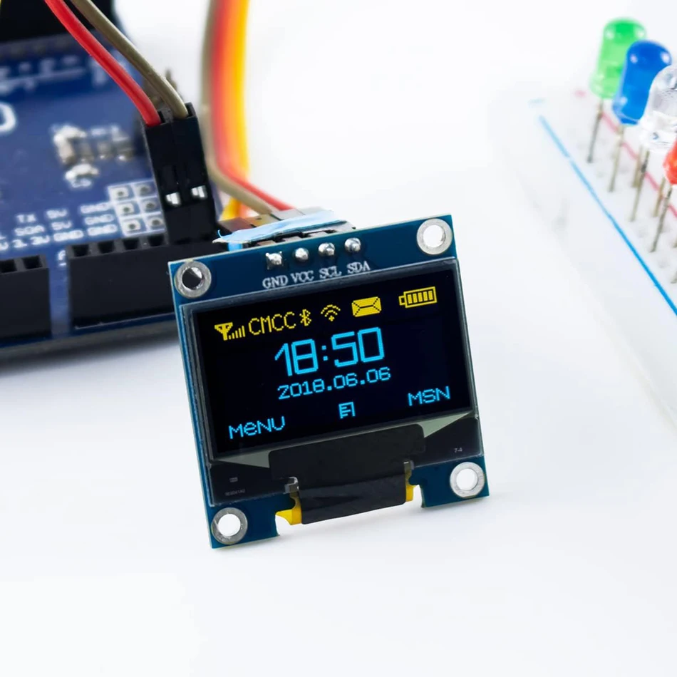 OLED 디스플레이 스크린 모듈, 아두이노 ESP32 ESP8266 용 I2C IIC 128x64 SS-D-1306 3.3V-5V, 블루, 블루, 옐로우, 화이트, 0.96 인치