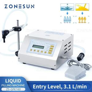 ZONESUN 액체 충전 기계, 디지털 제어 물 음료 향수 주스 우유 작은 병 병 다이어프램 펌프 포장 ZS-GFK160