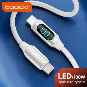 Toocki C타입 LED 디스플레이 케이블, 맥북, 샤오미, 화웨이, 삼성 케이블용, 100W USB C to C타입 케이블, 5A PD 고속 충전 충전기