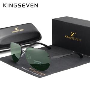 KINGSEVEN 2023 알루미늄 마그네슘 편광 무테 렌즈 선글라스, 고화질 레트로 여성 안경, 야외 스포츠