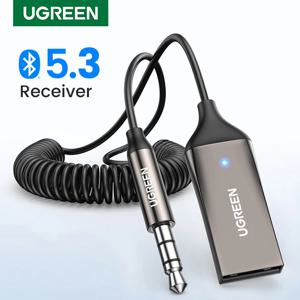 UGREEN 블루투스 5.3 핸즈프리 어댑터, 무선 블루투스 리시버, AUX 음악 내비게이션, 스트리밍 마이크, 통화, 자동차, 3.5mm