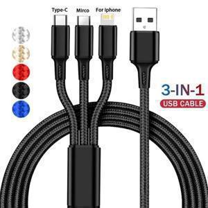 3 IN 1 USB 케이블 마이크로 USB 타입 C 충전기 케이블 멀티 USB 포트 고속 충전 코드 아이폰 13 12 11 프로 맥스 삼성 샤오미용