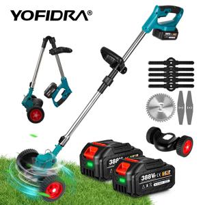 Yofidra 전기 접이식 잔디 예초기, 무선 잔디 트리머, 조절식 휴대용 전동 공구, Makita 18V 배터리, 12000RPM