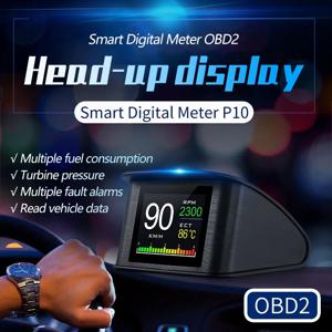 OBD HUD P10 자동차 OBD2 헤드업 디스플레이 HUD 온보드 컴퓨터 디지털 과속 경보, 범용 자동차 전자 액세서리 스마트