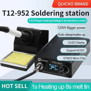 빠른 가열 T12-STM32 납땜 스테이션, 전자 용접 다리미, OLED 디지털 납땜 다리미 접지 952 QUICKO 업그레이드