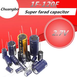 2pcs 슈퍼 커패시터 2.7V 0.5F 1.0F 1F 2F 3.3F 4F 4.7F 5F 6F 7F 8F 10F 15F 20F 25F 30F 50F 60F 70F 100F 120F 패러데이 커패시터