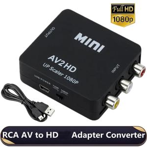 RCA AV to HDMI 호환 컨버터 AV/CVSB L/R 비디오 박스, HD 1080P 1920x1080 지지대 NTSC PAL 출력 AV to HDMI 호환